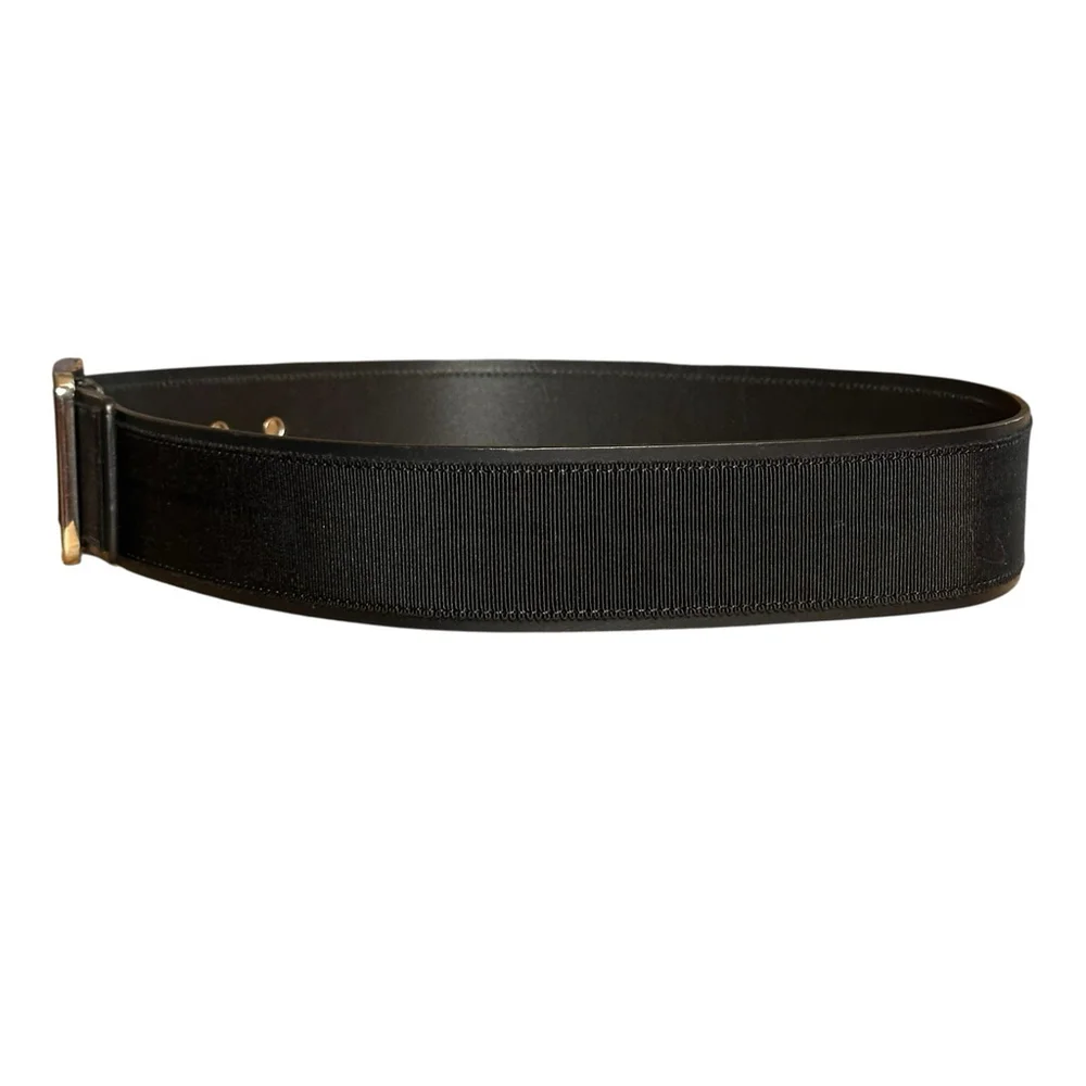 M.M. LaFleur The Reid Grosgrain Belt Black Large Leather Silver Buckle EUC